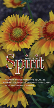 Church Banner featuring Yellow Flowers with Fruits of the Spirit Theme