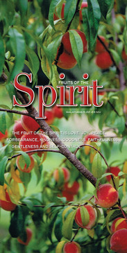 Church Banner featuring Ripe Peaches on Tree with Fruits of the Spirit Theme