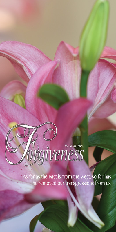 Church Banner featuring Pink Tulips with Forgiveness Theme