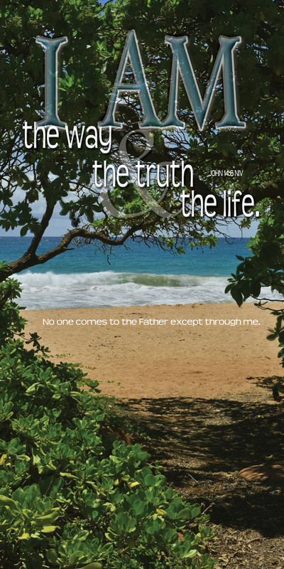 Church Banner featuring Tropical Waves with I Am the Way, Truth & Life Theme