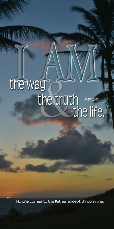 Church Banner featuring Tropical Sunset with I Am the Way, Truth & Life Theme