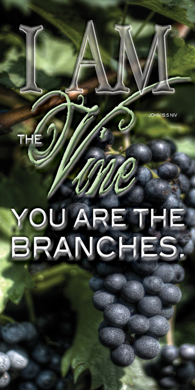 Church Banner featuring Grapevines with I Am The Vine Theme