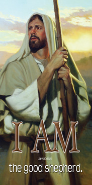 Church Banner featuring Jesus/Shepherd with I Am The Good Shepherd Theme