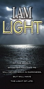 Church Banner featuring Sunlight/Ocean with I Am the Light of the World Theme