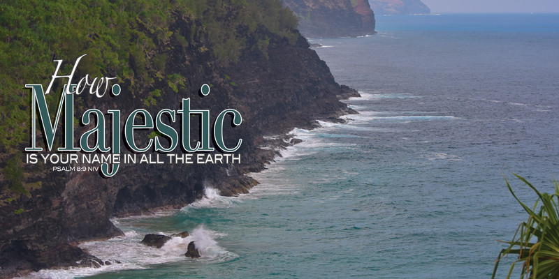 Church Banner featuring Napali Coastline on Kauai with Inspirational Theme