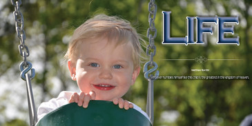 Church Banner featuring Young Boy with Inspirational Life Message