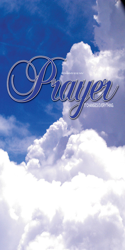 Church Banner featuring Fluffy White Clouds with Prayer Theme