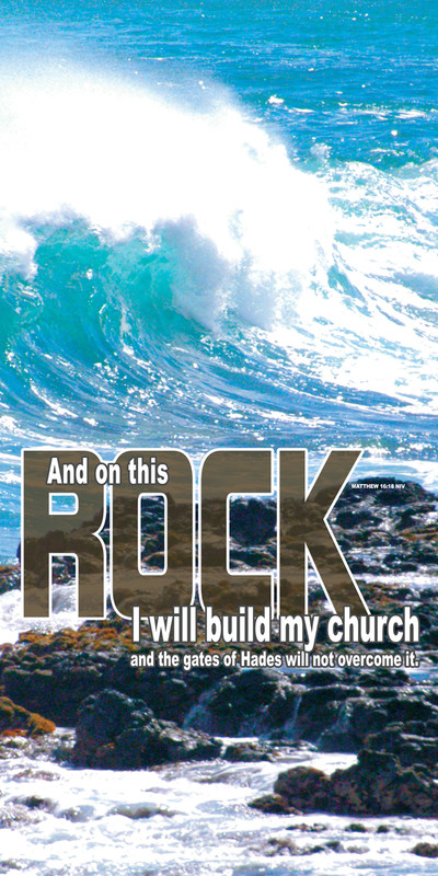 Church Banner featuring Rolling Waves/Rock with Inspirational Theme