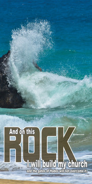 Church Banner featuring Wave Crashing on Rock with Inspirational Theme