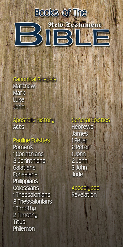 Church Banner featuring Wood Background with Books of the New Testament