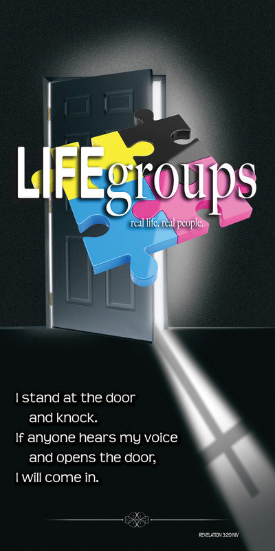 Church Banner featuring Door/Cross with Life Groups Theme