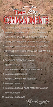 Church Banner featuring Stone Background with the Ten Commandments