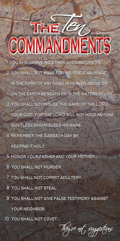 Church Banner featuring Marble Background with the Ten Commandments