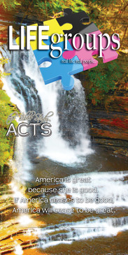 Church Banner featuring Towering Waterfall with Life Groups Theme