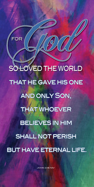 Church Banner featuring Colorful Vector with God So Loved The World Theme