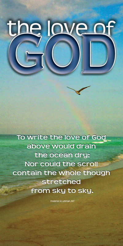 Church Banner featuring Rainbow at Ocean with Love of God Theme