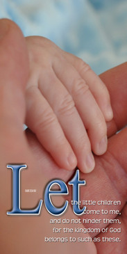 Church Banner featuring Adult Holding Baby Hand with Love of God Theme