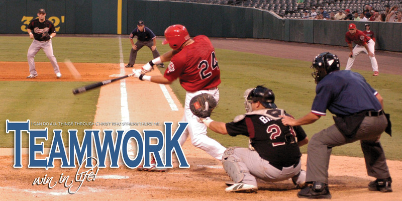 Church Banner featuring Baseball Player with Motivational Theme