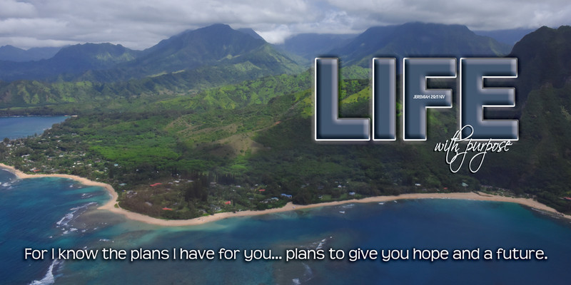 Church Banner featuring Aerial View of Kauai with Motivational Theme