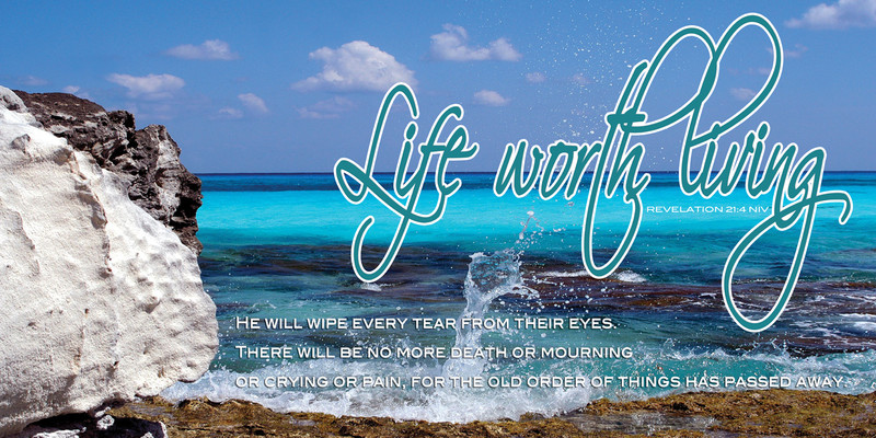 Church Banner featuring Crystal Clear Ocean with Motivational Theme