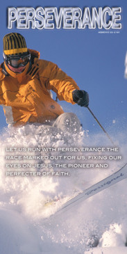 Church Banner featuring Skier with Perseverance Theme