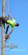 Church Banner featuring Man Cutting High Tree with Never Quit Theme