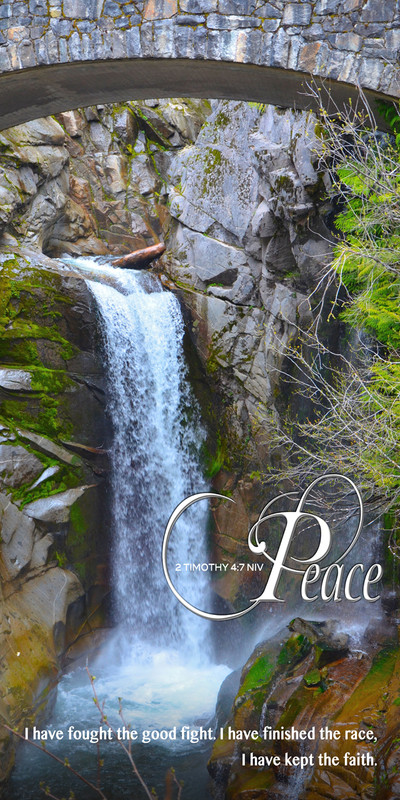 Church Banner featuring Waterfall and Bridge with Peace Theme