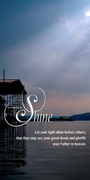 Church Banner Sunlight Over Water with Let Your Light Shine Theme