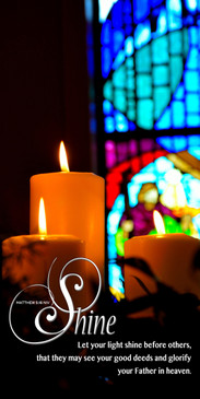 Church Banner featuring Candles and Stained Glass with Let Your Light Shine