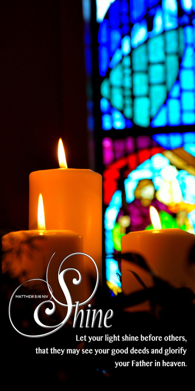 Church Banner featuring Candles and Stained Glass with Let Your Light Shine