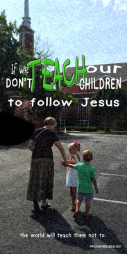 Church Banner featuring Adult Taking Children To Church Theme