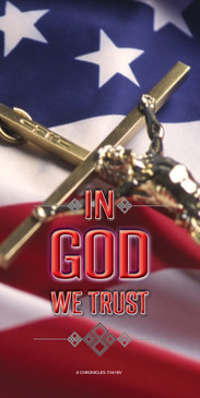Church Banner featuring Flag and Cross with In GOD We Trust Theme