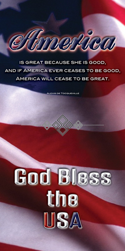 Church Banner featuring Flag with GOD Bless the USA Theme