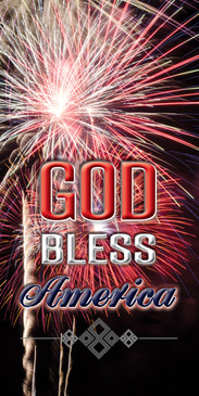 Church Banner featuring Exploding Fireworks with God Bless America Theme