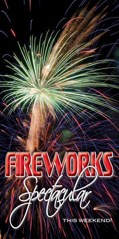 Church Banner featuring Fireworks with Patriotic Theme