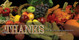 Church Banner featuring Vegetable/Fruit Cornucopia with Thanksgiving Theme