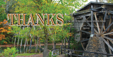 Church Banner featuring Grist Mill in Fall with Thanksgiving Theme