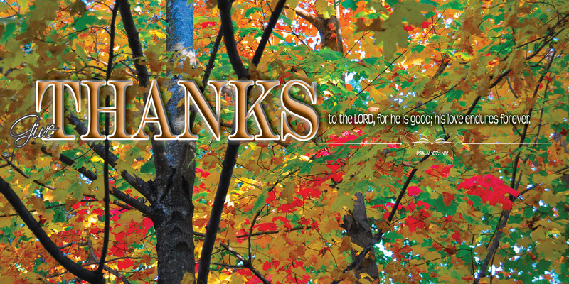 Church Banner featuring Fall Foliage with Thanksgiving Theme
