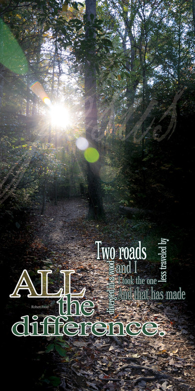 Church Banner featuring Sunlit Trail with Two Roads Theme