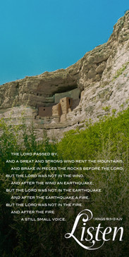 Church Banner featuring Cliff Houses with Still Small Voice Theme