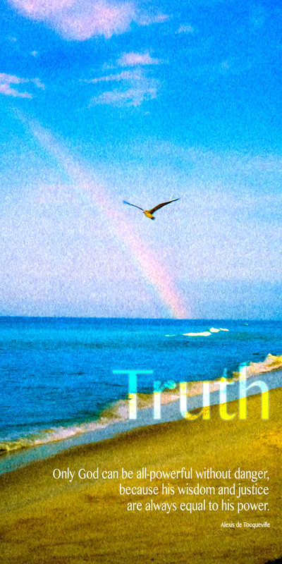 Church Banner featuring Beach, Seagull and Rainbow with Truth Theme