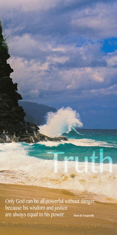 Church Banner featuring Crashing Waves on Rock with Truth Theme