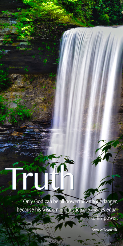 Cascading Waterfall featuring Truth Themed Church Banner