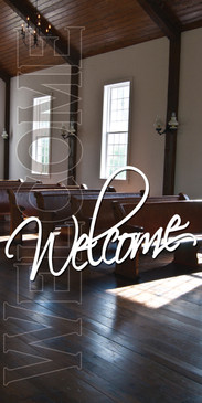 Church Banner featuring Church Pews and Welcome Theme