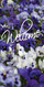 Church Banner featuring Purple/White Flowers and Welcome Theme