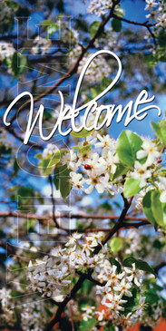 Church Banner featuring Flowering Trees for Welcome Center Banner