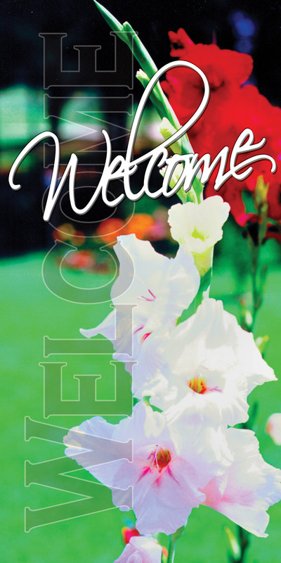 Church Banner featuring Summer Flowers and Welcome Theme