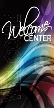 Church Banner featuring Colorful Vectors for Welcome Center Banner