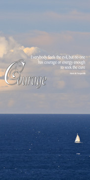Church Banner featuring Small Sailboat on Ocean with Courage Theme