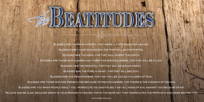 Church Banner featuring Wood Background with Beatitudes Theme